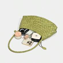 Handmade Woven Bag, Fashion Leather 2025 New High-End French Retro Baguette Underarm Shoulder Bag, Chic Tote Handbag - Multicolor - View 8