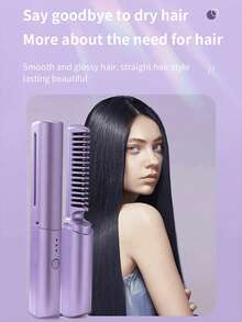 Rechargeable Mini Hair Straightener - Wireless Portable Travel Electric Comb, Suitable For Split Hair, Frizz Care, Available In Pink, Purple And Green - Travel, Outdoor, Indoor Easy To Carry. The Perfect Gift For Women