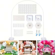 4-In-1 Balloon Arch Stand, Backdrop Frame & Party Decor - Multifunctional White PVC Frame With Floral Pattern, Suitable For Weddings, Birthdays, Anniversaries, Indoor/Outdoor Events As Decorative Backdrop | Elegant Decor | Durable PVC Material, Balloon Decoration - White - View 3