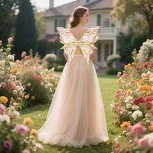 1 pieza Encantadoras alas de mariposa de hada brillantes, accesorio de fotografía de moda para fiestas, adecuado para fiestas temáticas de Halloween, despedida de soltera, cosplay, fiestas temáticas de hadas mariposas, reuniones, decoración para actuaciones en el escenario, regalo de 18 cumpleaños, decoración de boda nupcial