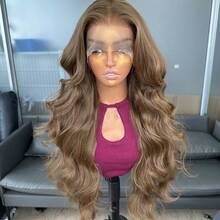 Kanekalon Futura Hair Brown 13x4 Synthetic Lace Front Wigs For Women 24 Inch Long Wavy Body Wave Glueless Kanekalon Hair Resistant Synthetic Hair Wigs Free Part 150% Density Or Women Everyday Use Natural Looking Synthetic Soft Wigs Easy To Install And Take Off For Beginners - Brown - View 3