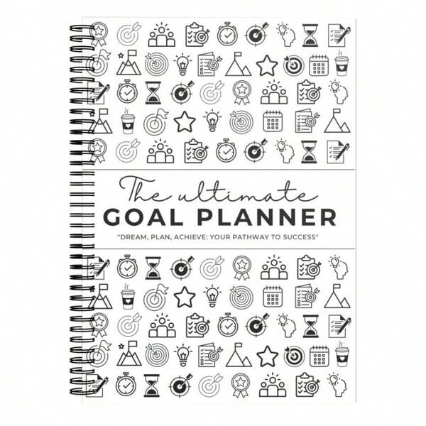 1PC Black & White Daily Undated Planner – Sleek Spiral Time-Blocking Organizer With Priority Tracker, Habit & Gratitude Sections – Perfect For Home, Office & Academic Use Productivity Notebook
