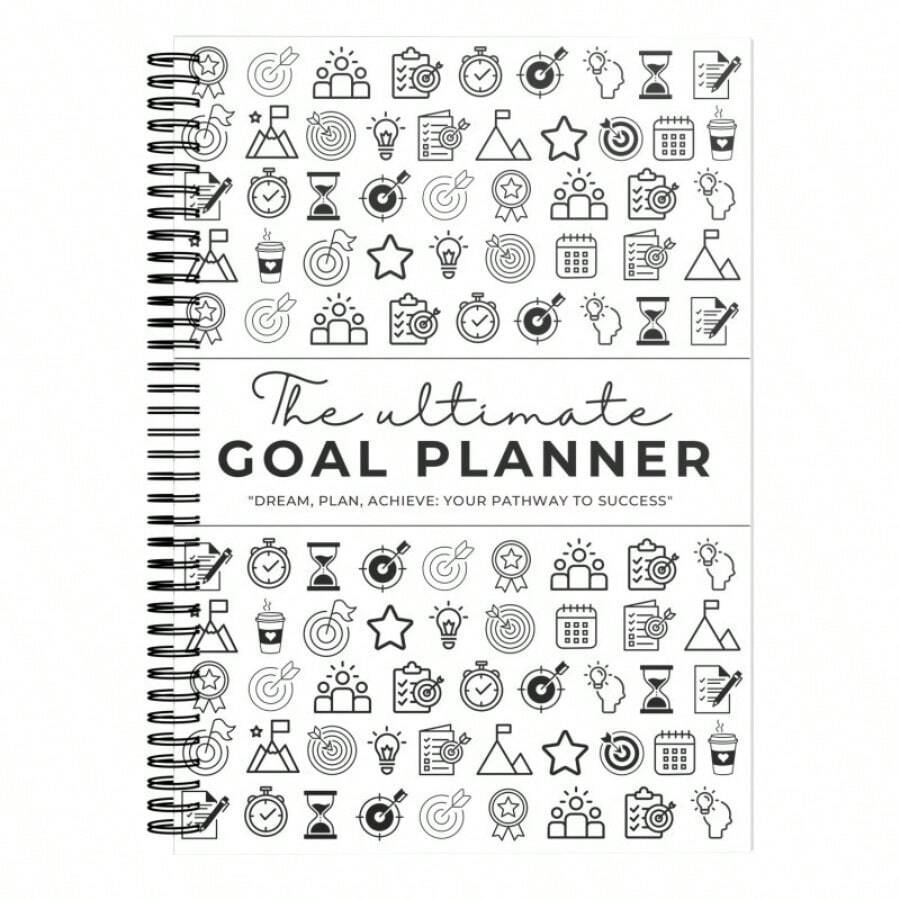 1PC Black & White Daily Undated Planner – Sleek Spiral Time-Blocking Organizer With Priority Tracker, Habit & Gratitude Sections – Perfect For Home, Office & Academic Use Productivity Notebook