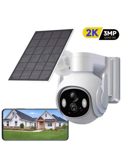 3MP 360° Panoramic View Solar Powered Security Camera, 2.4G/5G WiFi, Outdoor PTZ Auto Tracking, AI Face Detection, 24/7 Recording, Motion Sensor, Siren, Two Way Audio, Remote Monitoring, HD Video, Easy Installation, Home Security, Mobile App