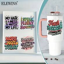 ELEWINS 12pcs Professional Grade UV DTF Cup Wraps For 16oz Tumblers - Funny Quotes Insulated Tumbler Wraps Permanent Scratch-Resistant Transfers For Glass & Mugs - Easy-Peel UV DTF Transfers For Smooth Surfaces - Fits 16oz Cups| Waterproof & Dishwasher Friendly Transfer Paper Craft Supplies( Without Mugs)