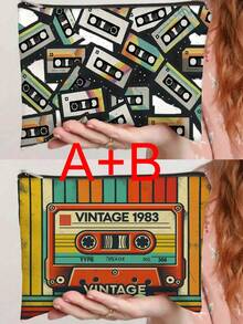 复古磁带印花化妆包 - 采用轻质涤纶面料，拉链封口，适合收纳化妆品和洗漱用品。充满活力的80/90年代怀旧设计，是女性理想的化妆/洗漱包、学生应急包或圣诞礼物之选。 - 彩色 - 查看 9