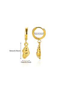 1 Pair Fashion Conch Shell Hoop Earrings For Women Gold Color Geometric Pendant Earrings Sea Life Jewelry Beach Party Gifts - Gold 2 - View 3