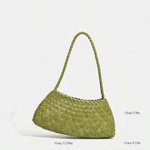 Handmade Woven Bag, Fashion Leather 2025 New High-End French Retro Baguette Underarm Shoulder Bag, Chic Tote Handbag - Multicolor - View 12