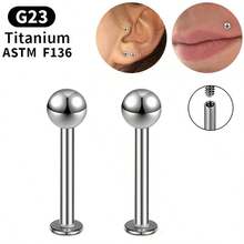 6 PCS Labret Piercing G23 Titanium ASTM-F136 Monroe Lip Stud Bar Earring Helix Cartilage Tragus Body Jewelry 16G 6/8/10mm - Silver - View 4