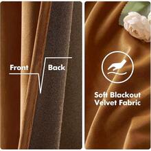 2 Panels Blackout Curtains Solid Soft Grommet Mustard Yellow Thermal Insulated Soundproof Room Darkening Curtains/Drapes/Panels Fall Living Room Bedroom 52 X 90 Inch - Gold Brown - 查看 4
