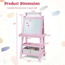 Lifezeal Kids Art Easel Double Sided Chalkboard Magnetic Whiteboard With Storage Tray - Pink - View 2