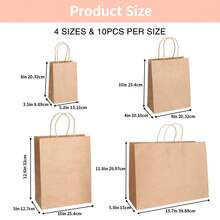 Tomnk 120/150pcs Paper Gift Bags With Handles, Kraft Paper Bags, Mixed Size Bulk Paper Bags Gift Merchandise Bags Business, Shopping, Retail, Birthday Organisation, New Year, DIY, For Mother's Day, White/Brown - 彩色 - 查看 4