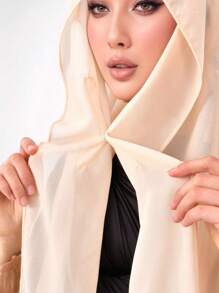 1 件女士纯色刺绣花卉穆斯林头巾，带有刺绣花卉图案雪纺围巾的头巾，轻盈透气的夏季女士披肩，优雅的头巾配饰，适用于日常、派对、旅行、礼服搭配