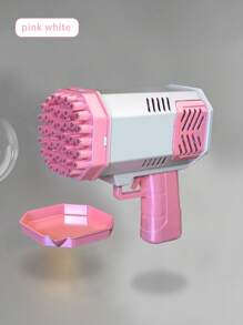 迷你40孔火箭形泡泡枪带声光，儿童泡泡吹管玩具[不含泡泡液和电池]，泡泡，泡泡枪，泡泡机，灯光，声音机，粉色泡泡