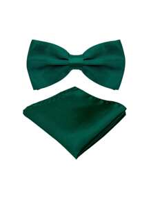 Boys' Pre-Tied Bow Tie And Pocket Square Set - Adjustable Neckwear For Formal Occasions