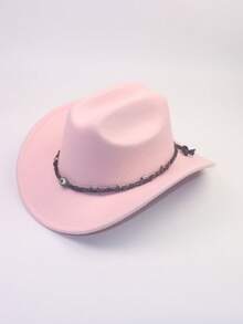 1 pieza Sombrero de fieltro estilo vaquero unisex, sombrero casual de ala ancha estilo western, sombrero de fiesta de jazz hecho a mano con diseño tejido de ojo - Multicolor - Ver 10