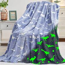 Luminous Dinosaur Blanket, Suitable For Sofa Beds. Ideal As A Gift For Halloween, Christmas, And Birthdays. Suitable For Infants And Children, It's A Cute Blanket. The Luminous Blanket Is Made Of Soft And Comfortable Flannel, For Both Boys And Girls. - Blue Dinosaur - View 2