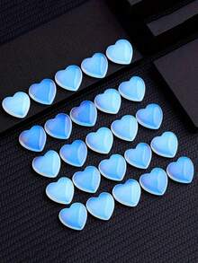 20Pcs Artificial Opal Carved Heart Stones Set - Gifts For Couples, Anniversary Gifts, Home Decor & Desktop Decorations - 淺藍色 - 查看 1