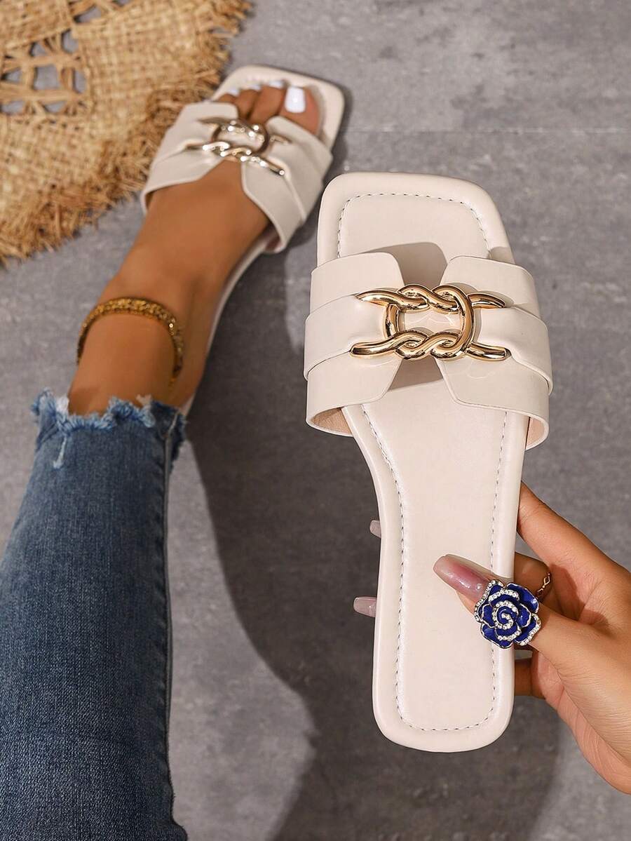 Ximi Ruo Women's Fashion Casual Strap Slide Sandals, Comfortable Flat Heel Open Toe Beach Slippers For Summer,Holiday Essential