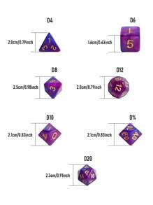 7pcs Multi-Faceted Dice Set, Overall Purple Color With Gold Numbering, Suitable For Outdoor Party Games, Role-Playing Games, Also Great As Christmas, Halloween, Birthday Gifts