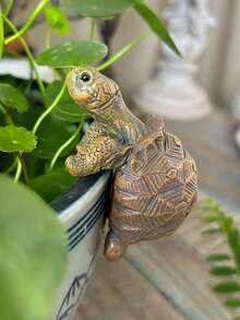 1PC/3PCS Turtle Statue Plant Pot Hanger Figurine - Resin Animal Ornament Climbing Tortoise For Garden & Yard Decor - Con rùa - Xem 4