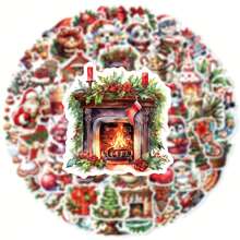 60pcs Christmas Sticker Set, Holiday Themed Decals For Laptops, Books, Instruments, And More - Diverse Festive Patterns, Paper Material