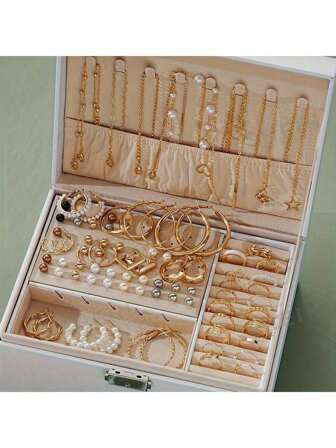 92 件优雅花卉和蝴蝶首饰套装 - 五角星耳环、戒指和项链 - 精致女士配饰 - 无盒，是送给女性的理想礼物