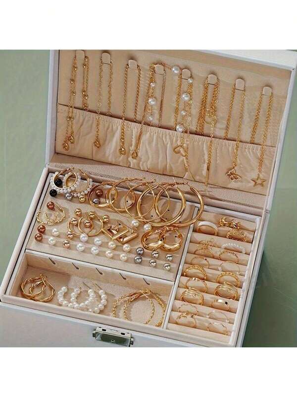 92pcs Elegant Floral & Butterfly Jewelry Set - Pentagram Earrings, Rings And Necklace - Delicate Women's Accessories - No Box, Ideal Gift For Women