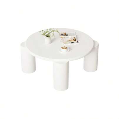 White Round Coffee Table Wooden Painted Coffee Table Tea Table Cute Wooden Modern Nter Table With 4 Legs For Bedroom Apartment Living Room Farmhouse