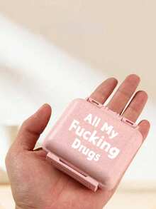 6-Compartment Portable Mini Pill Box, Pink Small Medicine Box Printed With "Medicine" Letter, Can Store 6-Day Medication, Travel Pill Case, 6-Grid Compact Pill Organizer, Daily Vitamin Box, Pocket/Wallet Sized, Letter ID Hanging Storage Box For Earrings, Rings, Jewelry, Household & Travel Essential - Pink - View 3