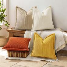 Velvet Decorative Throw Pillows Embroidered Decorative Throw Pillows Outdoor Decorative Throw PillowCorduroy Cream White Throw Pillow Covers 18x18 Set Of 2 Decorative Soft Striped Neutral Farmhouse Couch Pillow Covers With Broadside For Living Room Bed SofaBohemian Decorative Throw Pillows Customized Decorative Throw Pillows - Kem trắng - Xem 6