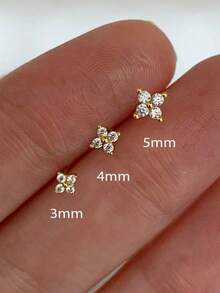 Fashion Small Flower Stud Earrings Minimalist Gold Color Ear Bone Ear Accessories For Women Girls - 3mm - Xem 9