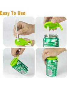 1/2/4pcs Color Soda Can Lids With Straw,Silicone Straws Soda ​Can Covers,Straw Soda Can Lid, Reusable For Can Covers For Soda, Beverage, Juice,Seltzer (To Avoid The Straw Falling Off, Please Install It According To The Steps)