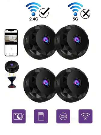 GENAI 1/2/4pcs Mini Spy Camera, 2.4G Wireless WiFi Hidden Camera 720P Full HD, Hidden Cameras With Motion Detection, Security Nanny Camera For Home/Office