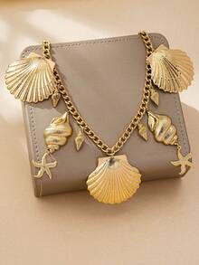 1 chiếc vỏ sò, ốc xà cừ, mặt dây chuyền hình sao biển phong cách ngày lễ đại dương dành cho nữ, thời trang gợi cảm phóng đại thích hợp cho bãi biển, tiệc tùng, dạ tiệc và mặc hàng ngày - Vàng - Xem 4