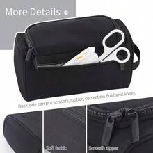 Large Capacity Pencil Case Storage Pouch Marker Pen Holder Travel Stationery Bag School College Office Organizer For Teens Girls Adults Students Black One Size