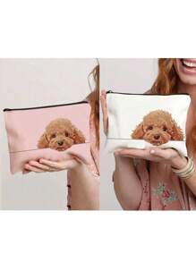 小狗图案化妆包、美容包、洗漱包、时尚便捷的户外活动配件迷你包、女士零钱包、简约手提包、多功能美容包、便携包、户外运动礼品旅行学校用品旅行必需品化妆包假日必需品化妆包化妆包化妆袋化妆品收纳袋假日冬季豹纹腊肠犬女士礼物返校用品