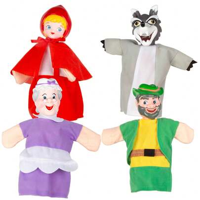 Color Baby Conjunto de fantoches Chapeuzinho Vermelho com 4 fantoches de 25 cm, fantoches com personagens do conto clássico, materiais macios e seguros, para encenar histórias, brincar em grupo ou em família. ✅ Entrega em 24/48 horas para Espanha (península)