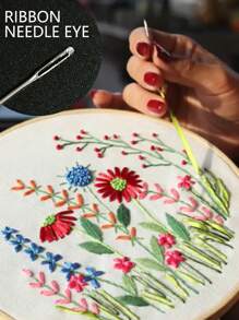 20pcs Pointed Embroidery Needles, 5.1cm Round Head Ribbon Embroidery Needles, Cross Stitch Needles And Hand Sewing Needles