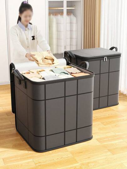 1PC Black Storage Bag, Thickened Large-Capacity Mobile Bag, Wardrobe Storage Bag, Clothes Quilt Finishing Bag, Seasonal Clothing Storage Bag, Blanket Quilt Clothes Moving Packing Thickened Large Woven Bag, Foldable Portable Storage Bag Suitable For Bedroom, Wardrobe, Under Bed, Living Room Dorm Room Essentials Clothes Organizer Closet Organization And Storage