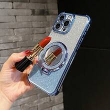 粉色镜面元素支架新款17寸防震手机壳+亮粉色串珠挂绳+亮粉色圆形化妆镜+磁吸支架三合一手机壳,兼容 17 Pro/16 Pro Max/Air,Galaxy S25/S25 Plus/S25 Ultra A07 A17 XM HW A5/春季礼物生日派对,国际版,非国内版 - 藍色 - 查看 9