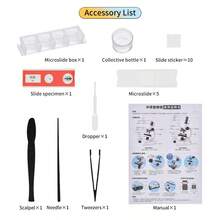 便携式显微镜，带黑色旋钮，包含观察工具包和指南 - 适用于家庭/实验室，教学显微镜 | 时尚设计 | 轻巧便携，男孩女孩生日礼物，圣诞礼物