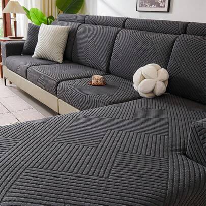 1pc Stretch Sofa Cover, Non-Slip Full Coverage Sofa Seat Cover, 4-Season Universal Sofa Cushion Cover, Plush Fabric Thickened Sofa Blanket, Machine Washable, Dust-Proof, Pet-Friendly, Decorative Sofa Protector, Adjustable For Corner Sofa, Bedroom, Office, Living Room, L-Shaped Sofa And 1/2/3/4 Seater