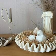 石膏波浪板模具、烛台硅胶模具、树脂波浪收纳盒模具、混凝土烛台制作模具 - 白色 - 查看 7