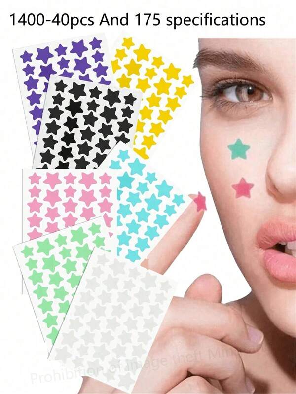 1400/1120/560/280 Piezas de Pegatinas de Estrellas, Pegatinas de Decoración de Halloween y Navidad, Pegatinas de Estrellas de Cinco Puntas Coloridas para Fiesta, Decoración de Fotos de Vacaciones, Pegatinas de Decoración Facial (1 Hoja por Color), Solo para Decoración (No para Maquillaje), Maquillaje, Barato, Decoración de Habitación, Tocador, Viaje, Dormitorio, Accesorios de Maquillaje