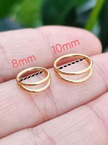 1pc 14K Gold Plated Hypoallergenic Lightweight Silver Double Hoop Earrings, Huggie Hoop Cartilage Helix Piercing Earrings, Suitable For Women 316L Stainless Steel Septum Nose Ring 16G Conch Piercing Jewelry Septum Clicker Lip Ring