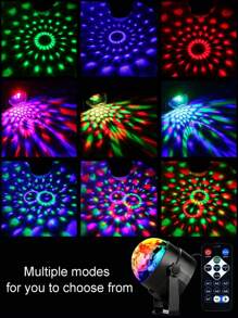 1个带遥控器的RGB迪斯科球灯 - 7种模式，适用于派对、万圣节、圣诞节、生日等场合！USB供电 - 彩色 - 查看 7