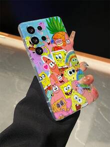 SPONGEBOB 1 pieza Funda protectora de teléfono con perforaciones y diseño de arcoíris de Spongebob compatible con Samsung/Apple 16/15/14/13/12/11Pro Max/12Pro/14Plus y otros modelos