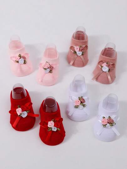 4 paires de chaussettes princesse bébé avec papillons et fleurs, chaussettes bateau mignonnes, chaussettes invisibles pour bébé, 0-1 an