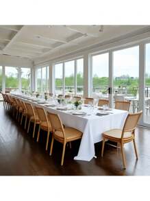 1 件装，大号长方形纯白色缎面涤纶桌布，适用于婚礼、派对和宴会 - 可机洗和手洗，可重复使用，派对装饰用品，适合长桌、多人派对、派对装饰 - 彩色 - 查看 4